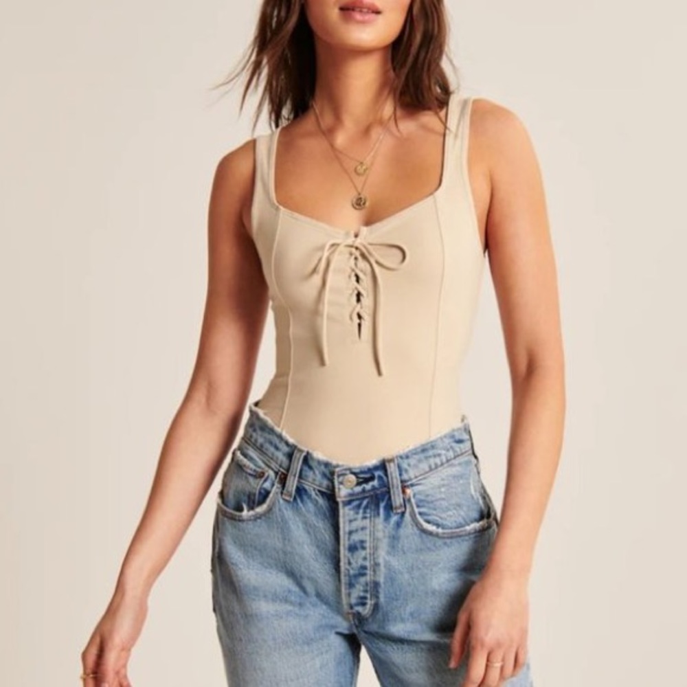 Abercrombie Lace-Up Corset Seamless Fabric Bodysuit